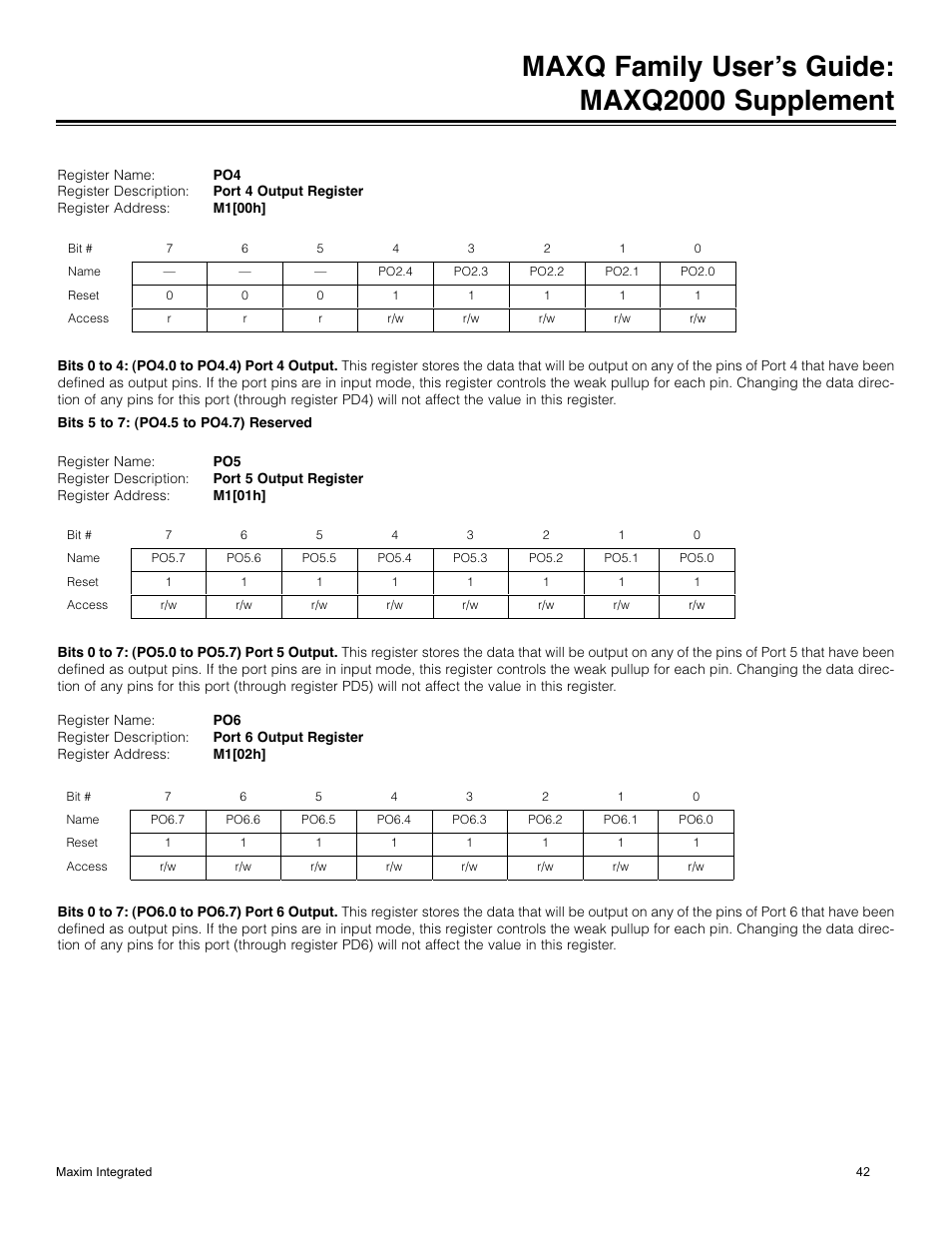 Maxq family user’s guide: maxq2000 supplement | Maxim Integrated MAXQ Family Users Guide: MAXQ2000 Supplement User Manual | Page 42 / 93