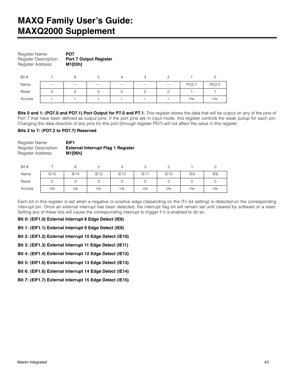 Maxq family user’s guide: maxq2000 supplement | Maxim Integrated MAXQ Family Users Guide: MAXQ2000 Supplement User Manual | Page 43 / 93