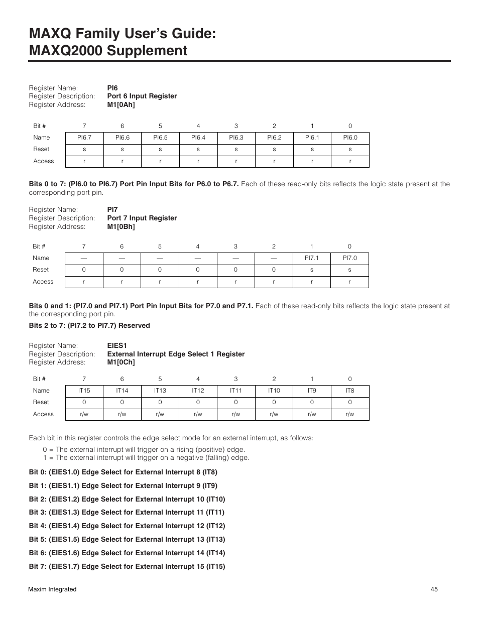 Maxq family user’s guide: maxq2000 supplement | Maxim Integrated MAXQ Family Users Guide: MAXQ2000 Supplement User Manual | Page 45 / 93