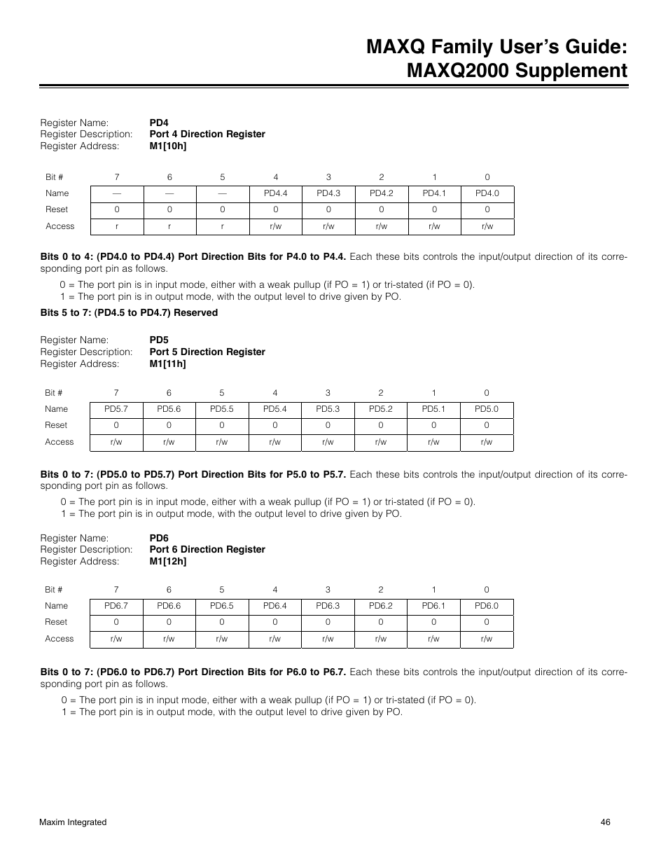 Maxq family user’s guide: maxq2000 supplement | Maxim Integrated MAXQ Family Users Guide: MAXQ2000 Supplement User Manual | Page 46 / 93