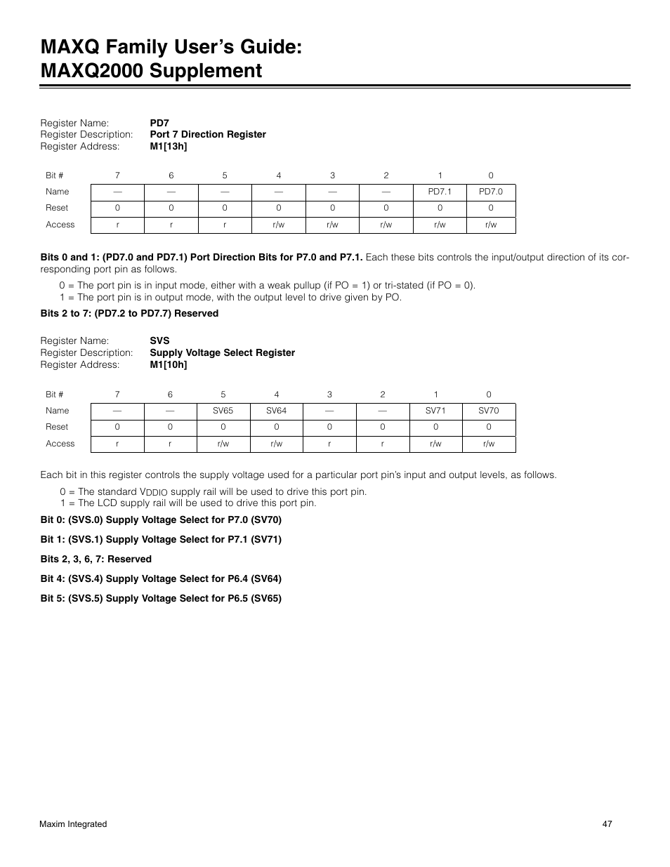 Maxq family user’s guide: maxq2000 supplement | Maxim Integrated MAXQ Family Users Guide: MAXQ2000 Supplement User Manual | Page 47 / 93