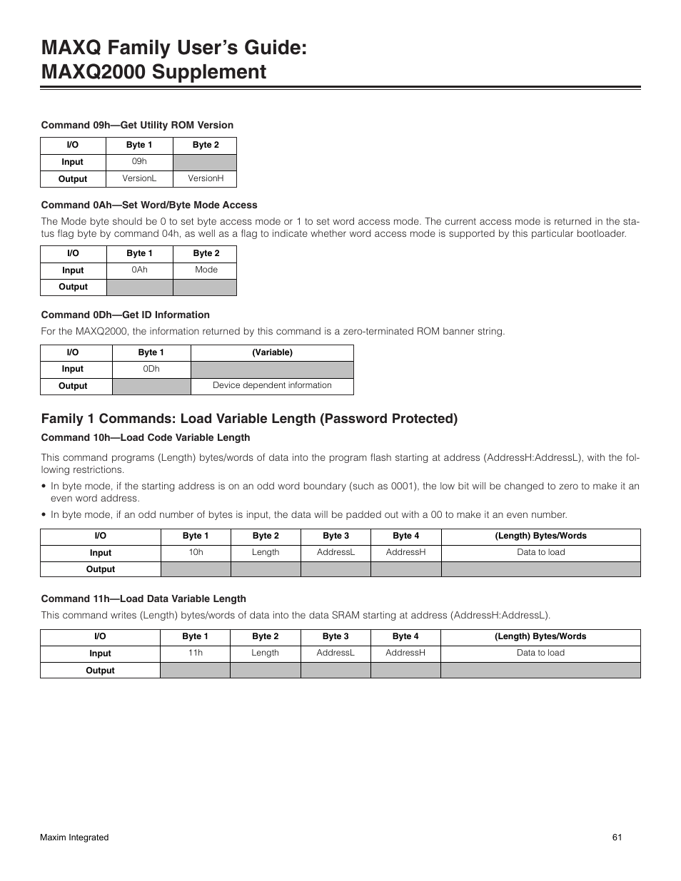 Maxq family user’s guide: maxq2000 supplement | Maxim Integrated MAXQ Family Users Guide: MAXQ2000 Supplement User Manual | Page 61 / 93