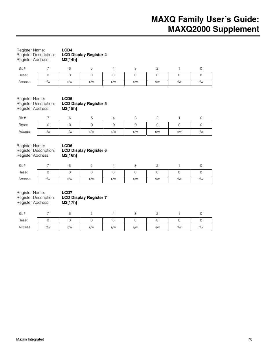 Maxq family user’s guide: maxq2000 supplement | Maxim Integrated MAXQ Family Users Guide: MAXQ2000 Supplement User Manual | Page 70 / 93