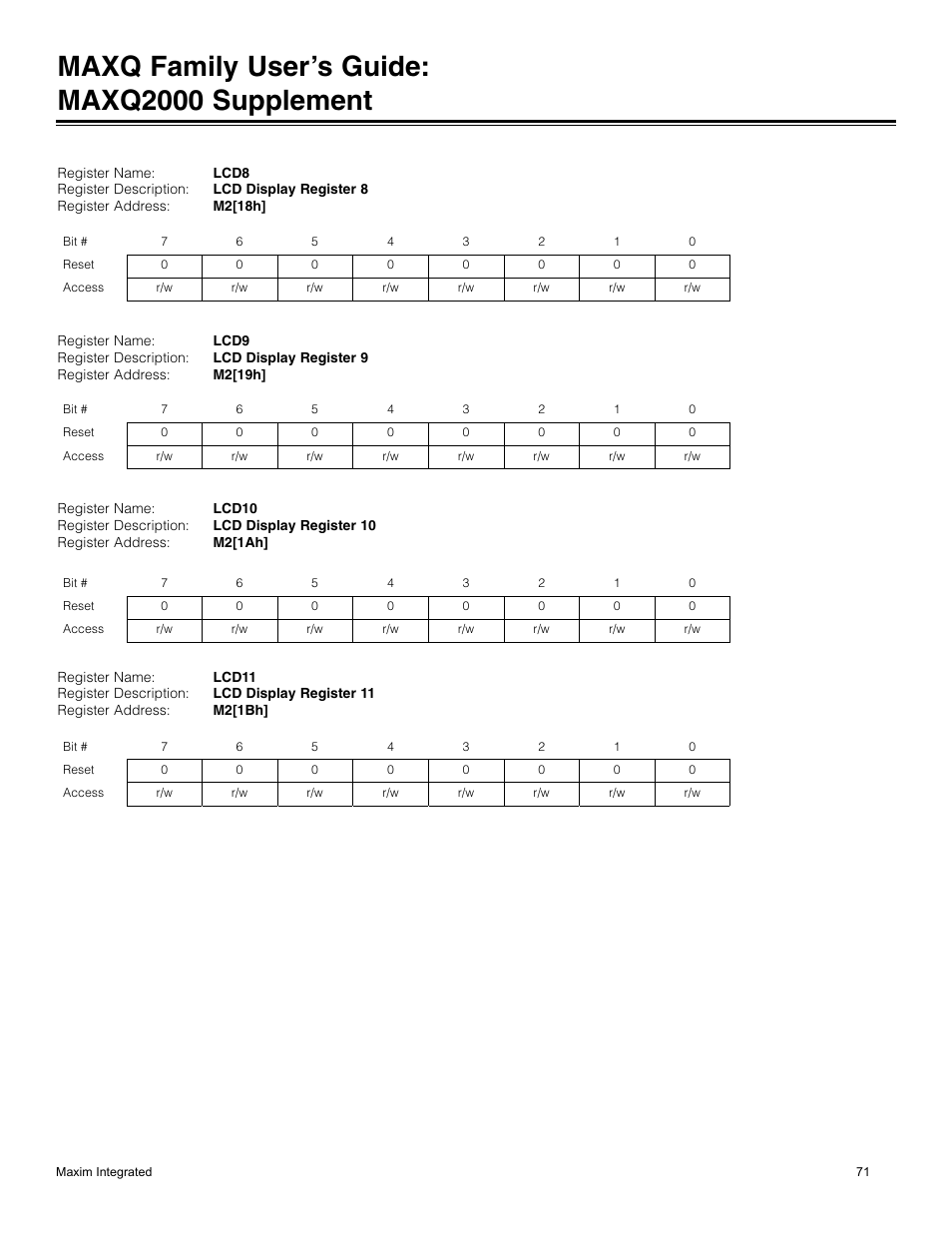 Maxq family user’s guide: maxq2000 supplement | Maxim Integrated MAXQ Family Users Guide: MAXQ2000 Supplement User Manual | Page 71 / 93