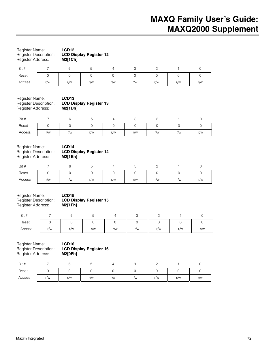 Maxq family user’s guide: maxq2000 supplement | Maxim Integrated MAXQ Family Users Guide: MAXQ2000 Supplement User Manual | Page 72 / 93