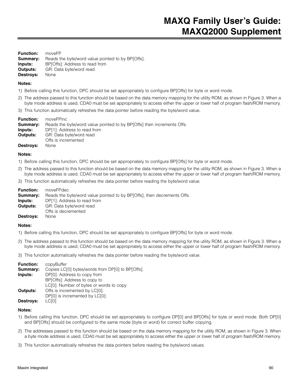 Maxq family user’s guide: maxq2000 supplement | Maxim Integrated MAXQ Family Users Guide: MAXQ2000 Supplement User Manual | Page 90 / 93