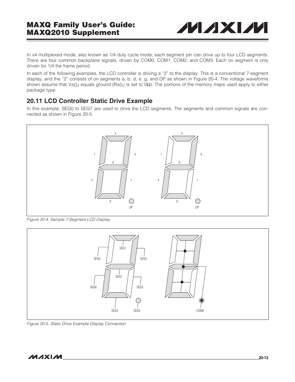 11 lcd controller static drive example, 11 lcd controller static drive example -13, Maxq family user’s guide: maxq2010 supplement | Maxim Integrated MAXQ Family Users Guide: MAXQ2010 Supplement User Manual | Page 105 / 147