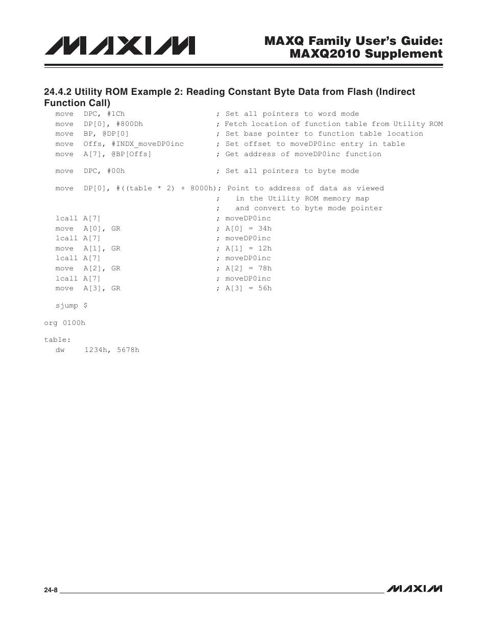 Maxq family user’s guide: maxq2010 supplement | Maxim Integrated MAXQ Family Users Guide: MAXQ2010 Supplement User Manual | Page 142 / 147