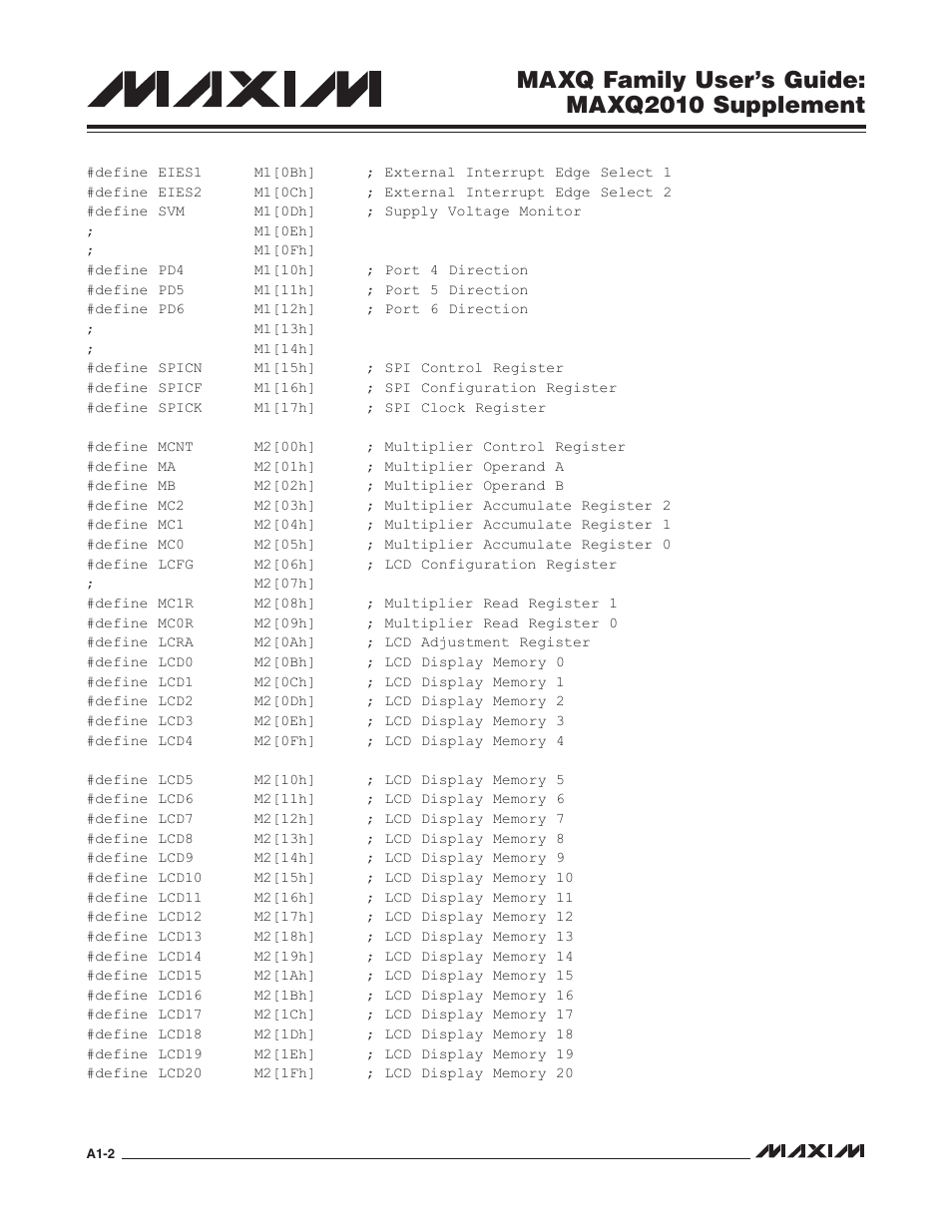 Maxq family user’s guide: maxq2010 supplement | Maxim Integrated MAXQ Family Users Guide: MAXQ2010 Supplement User Manual | Page 144 / 147