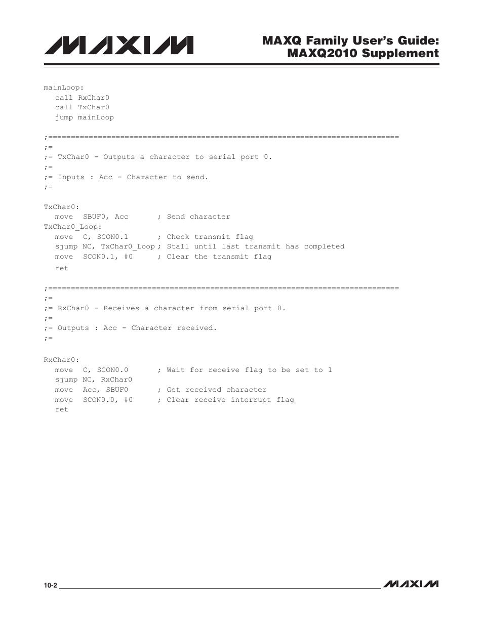 Maxq family user’s guide: maxq2010 supplement | Maxim Integrated MAXQ Family Users Guide: MAXQ2010 Supplement User Manual | Page 58 / 147
