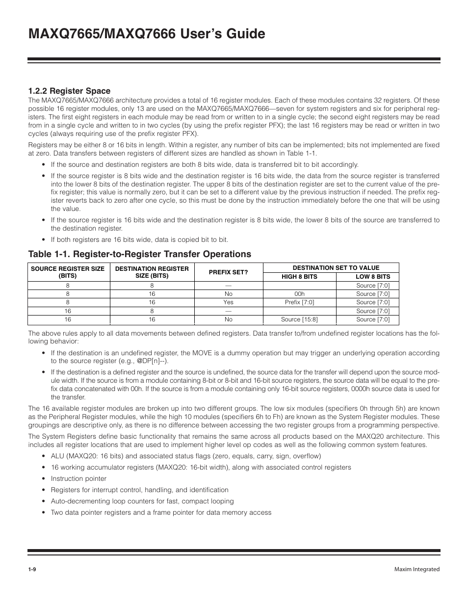 2 register space -9, 2 register space | Maxim Integrated MAXQ7666 User Manual | Page 11 / 386