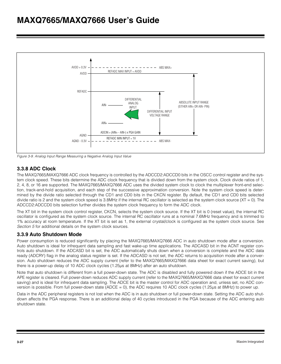 8 adc clock -27, 9 auto shutdown mode -27, 8 adc clock | 9 auto shutdown mode | Maxim Integrated MAXQ7666 User Manual | Page 117 / 386