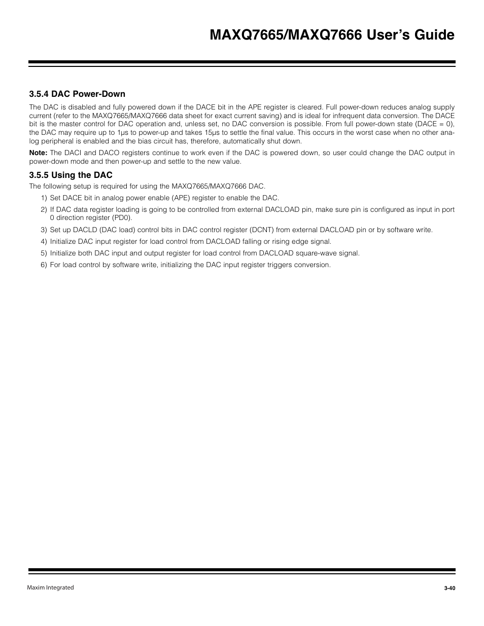 4 dac power-down -40, 5 using the dac -40 | Maxim Integrated MAXQ7666 User Manual | Page 130 / 386