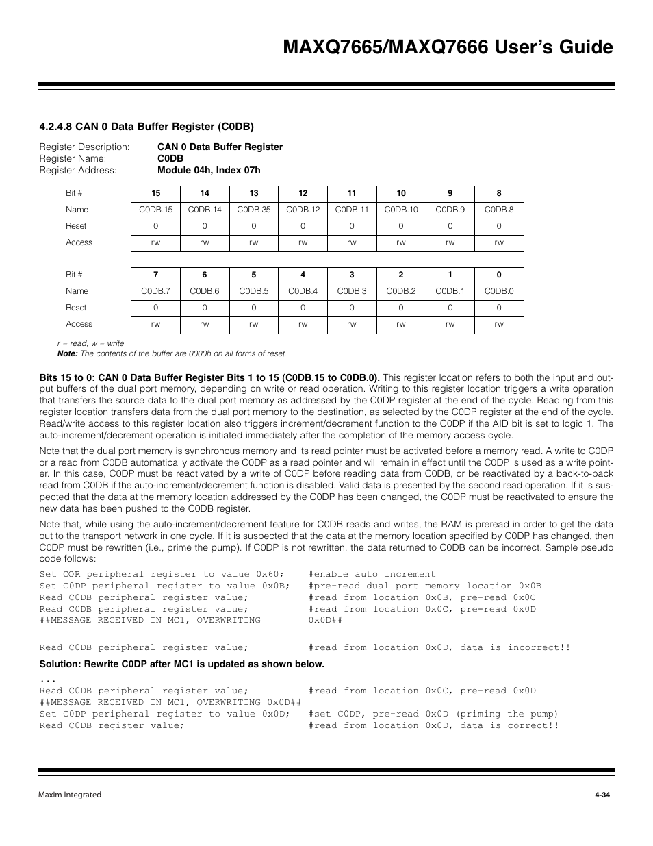8 can data buffer register (c0db) -34 | Maxim Integrated MAXQ7666 User Manual | Page 164 / 386