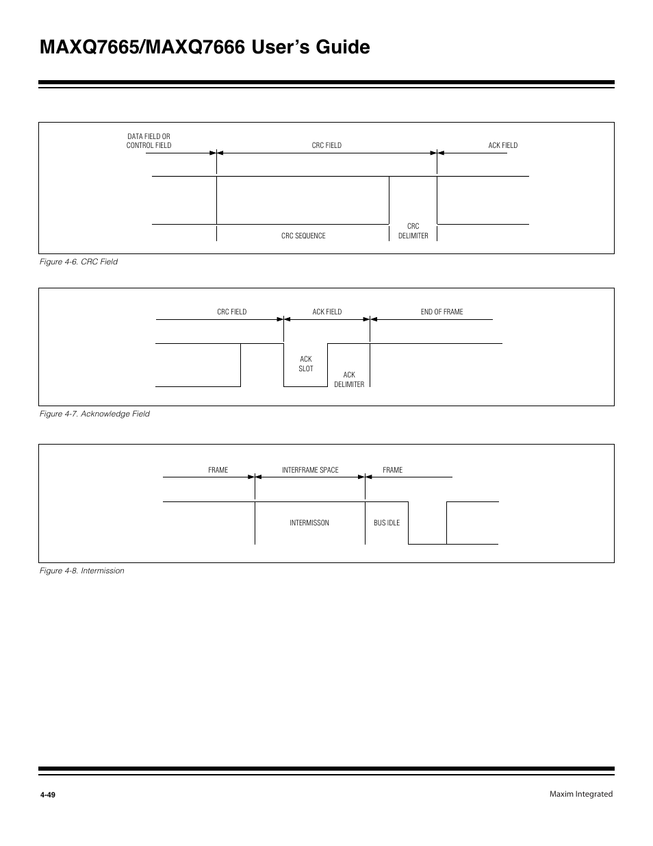 Figure 4-7. acknowledge field -49, Figure 4-8. intermission -49 | Maxim Integrated MAXQ7666 User Manual | Page 179 / 386