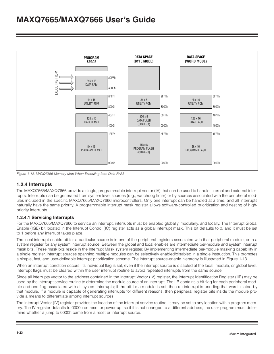 4 interrupts -23, 4 interrupts, 1 servicing interrupts | Maxim Integrated MAXQ7666 User Manual | Page 25 / 386