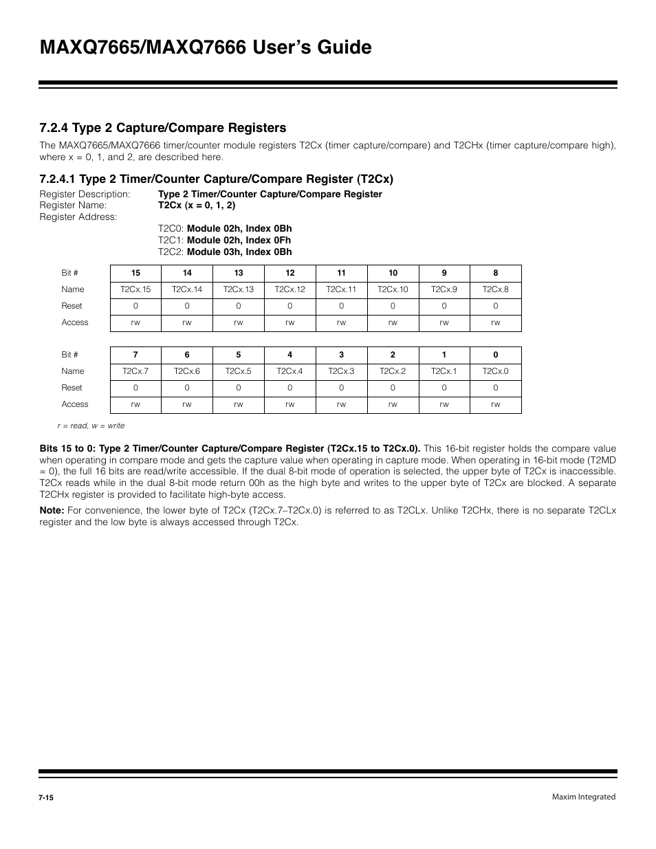 4 type 2 capture/compare registers -15, 4 type 2 capture/compare registers | Maxim Integrated MAXQ7666 User Manual | Page 250 / 386