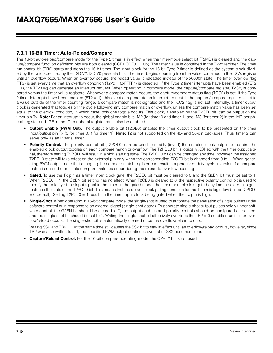 1 16-bit timer: auto-reload/compare -19 | Maxim Integrated MAXQ7666 User Manual | Page 254 / 386