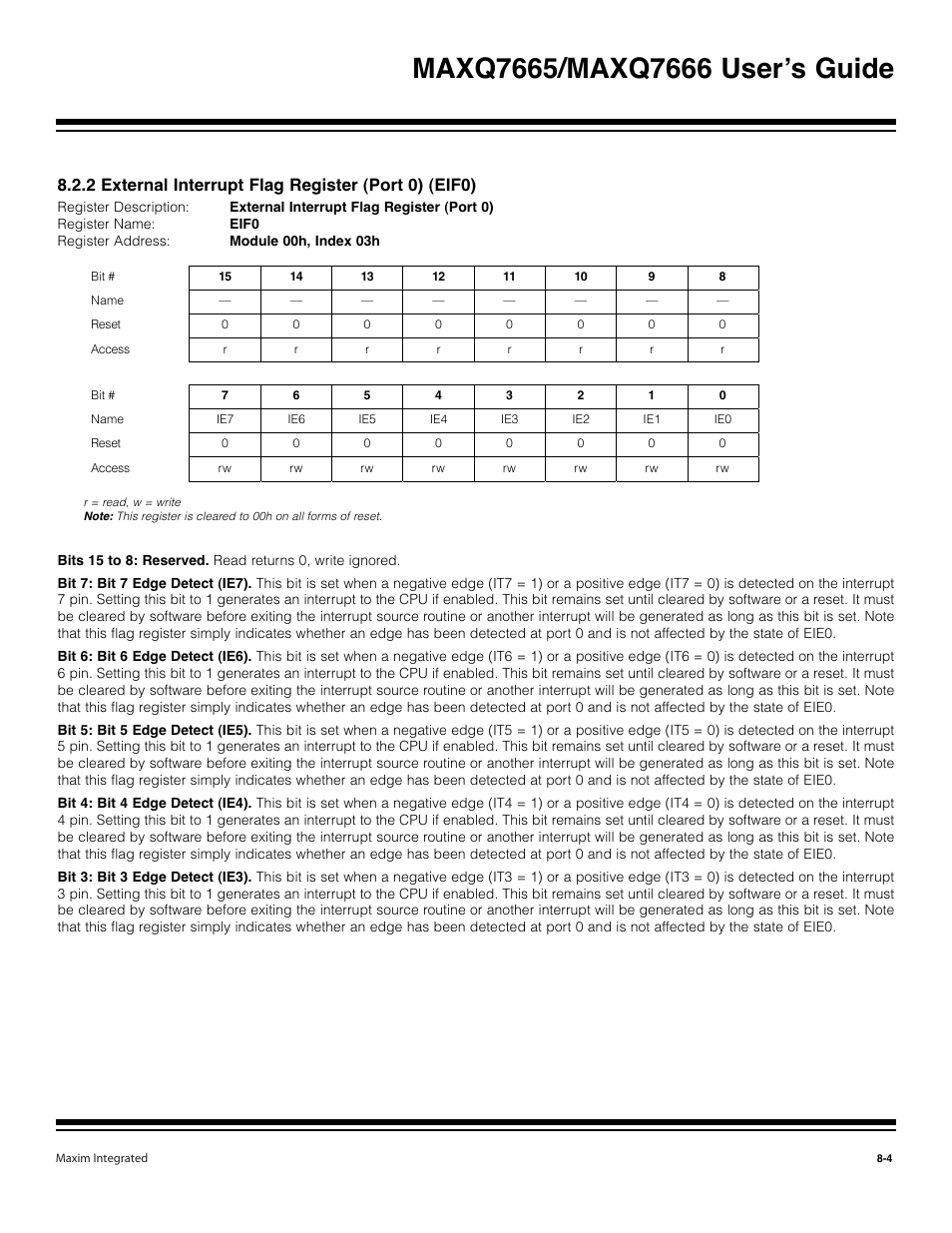 2 external interrupt flag register (port 0) (eif0) | Maxim Integrated MAXQ7666 User Manual | Page 266 / 386