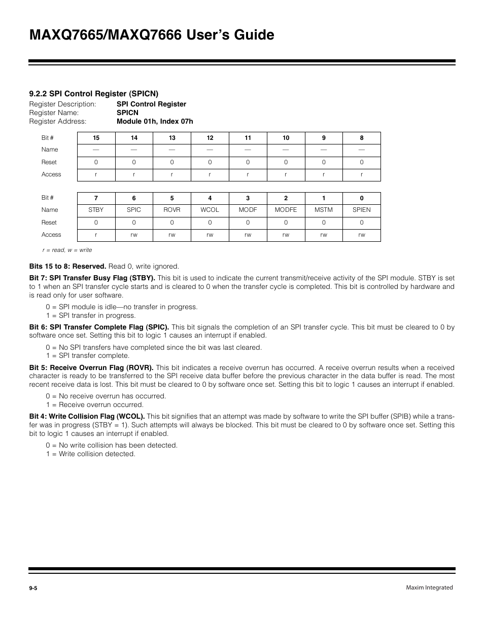 2 spi control register (spicn) -5 | Maxim Integrated MAXQ7666 User Manual | Page 278 / 386