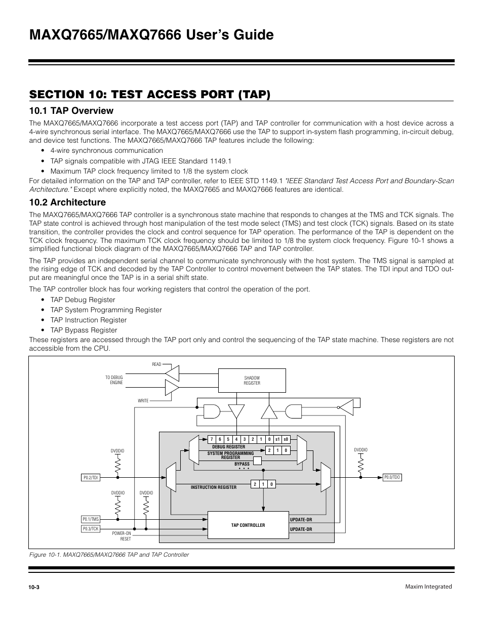 1 tap overview -3, 2 architecture -3, 1 tap overview | 2 architecture | Maxim Integrated MAXQ7666 User Manual | Page 289 / 386