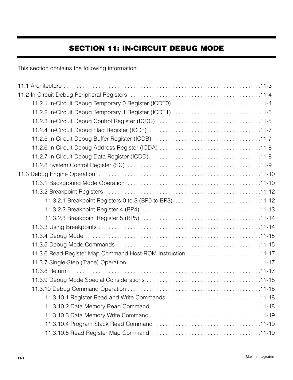 Section 11: in-circuit debug mode, Subb a[1, Acc = acc – a[1] - carry | Cmp #00h, If (acc == 0000h), set equals flag | Maxim Integrated MAXQ7666 User Manual | Page 297 / 386