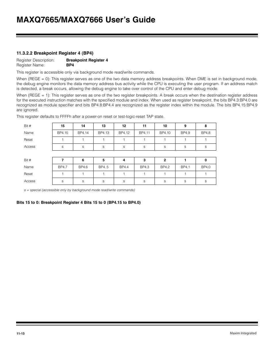 2 breakpoint register 4 (bp4) -13 | Maxim Integrated MAXQ7666 User Manual | Page 309 / 386