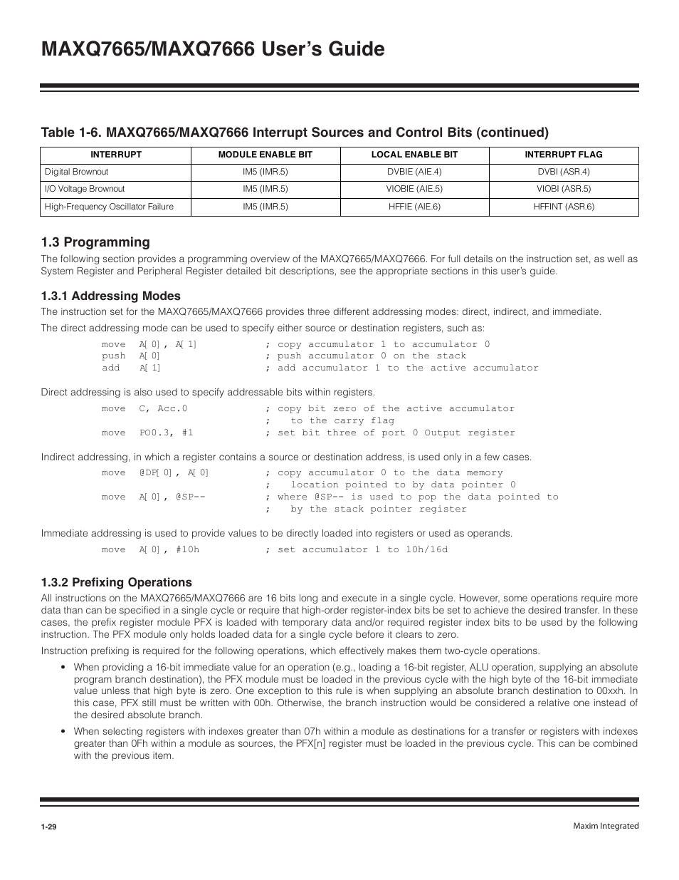 3 programming -29, 1 addressing modes -29, 3 programming | Maxim Integrated MAXQ7666 User Manual | Page 31 / 386