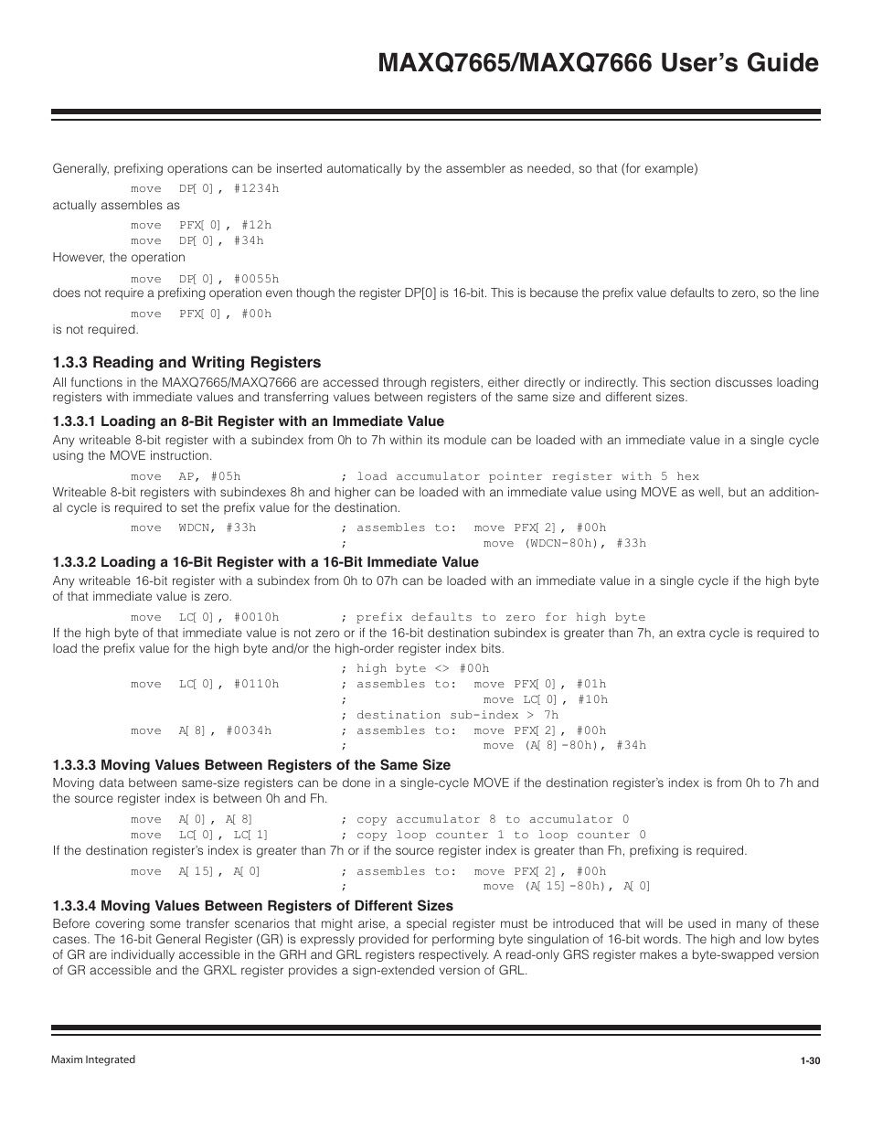 2 prefixing operations -29, 3 reading and writing registers -30 | Maxim Integrated MAXQ7666 User Manual | Page 32 / 386