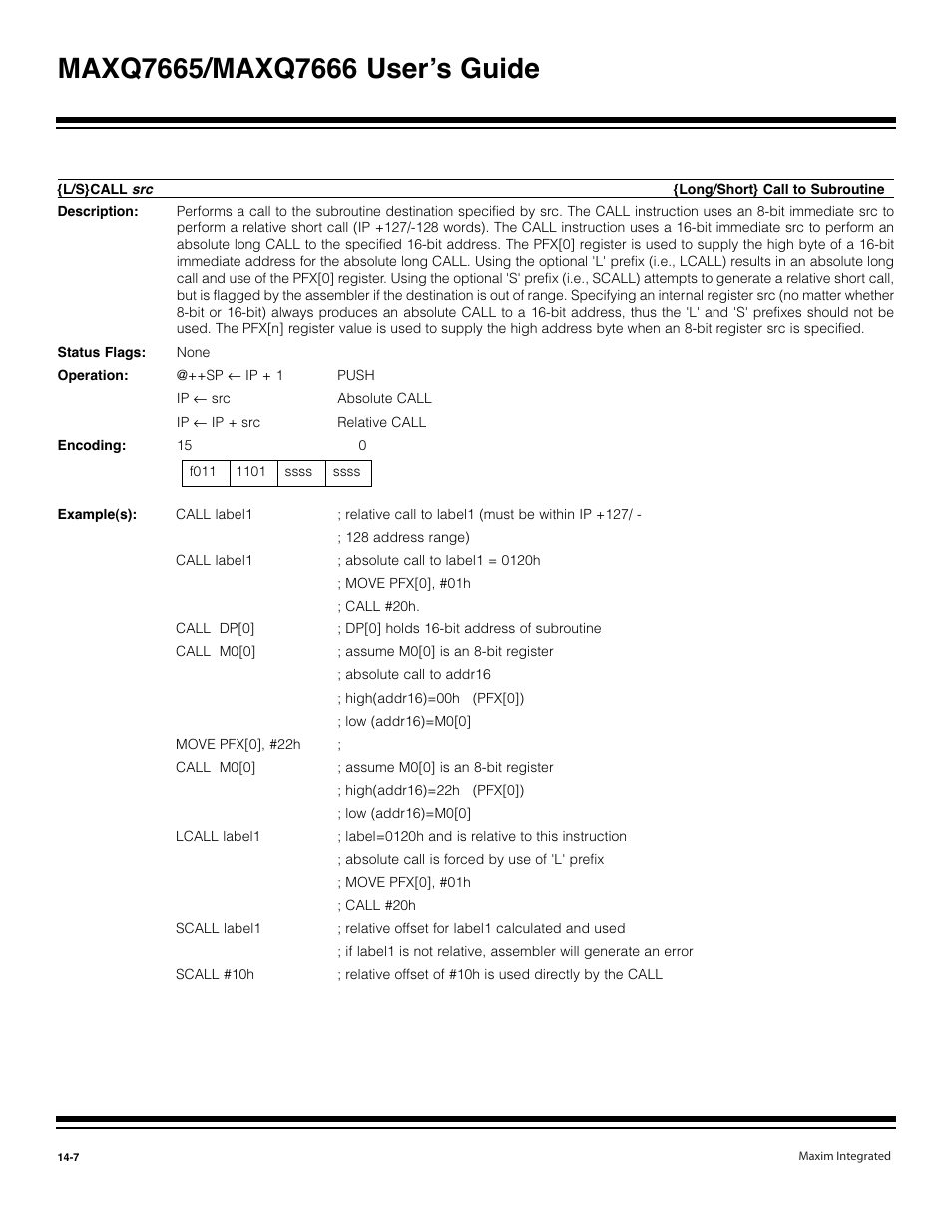 L/s}call | Maxim Integrated MAXQ7666 User Manual | Page 344 / 386