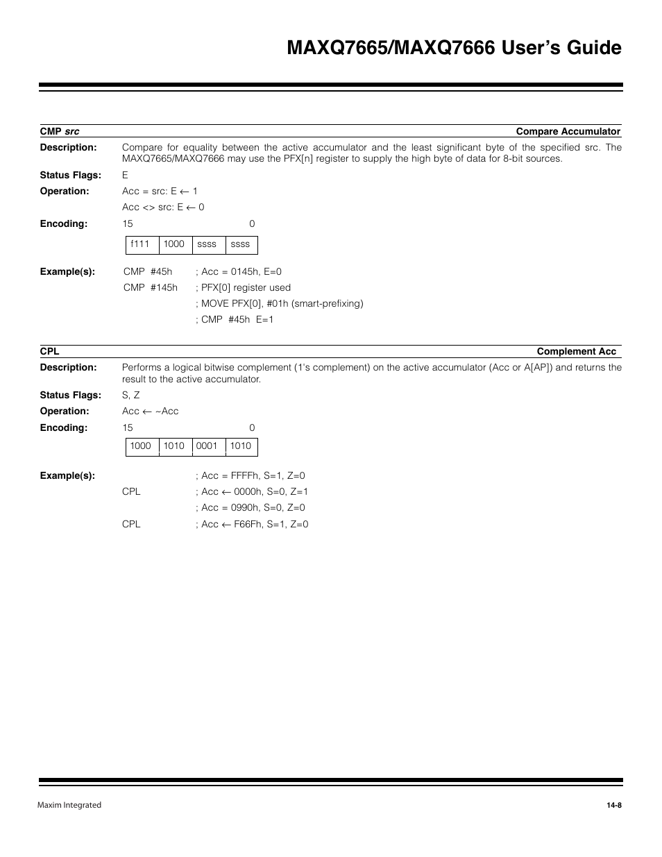 Cpl -8 | Maxim Integrated MAXQ7666 User Manual | Page 345 / 386