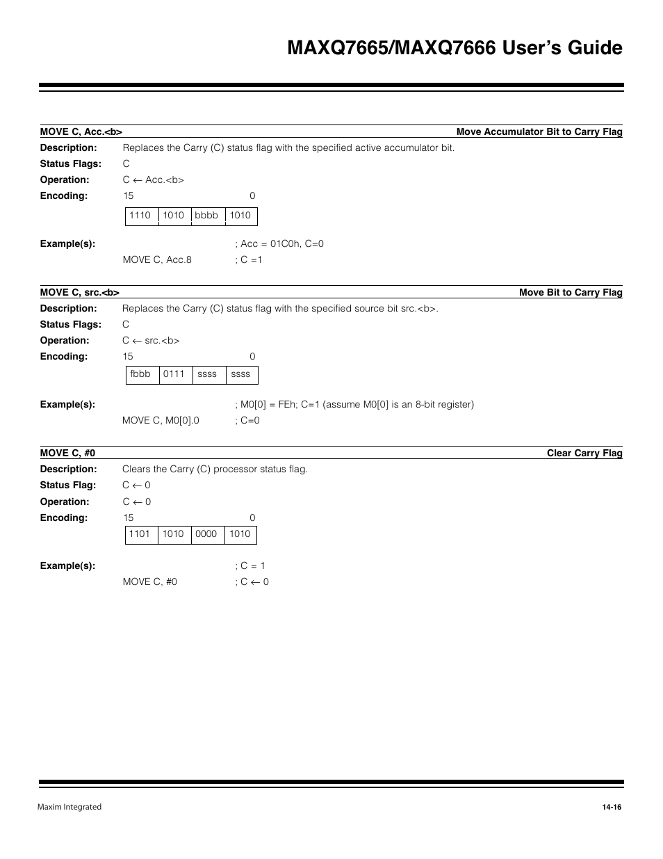 Move c, acc, Move c, Move c,#0 -16 | Maxim Integrated MAXQ7666 User Manual | Page 353 / 386