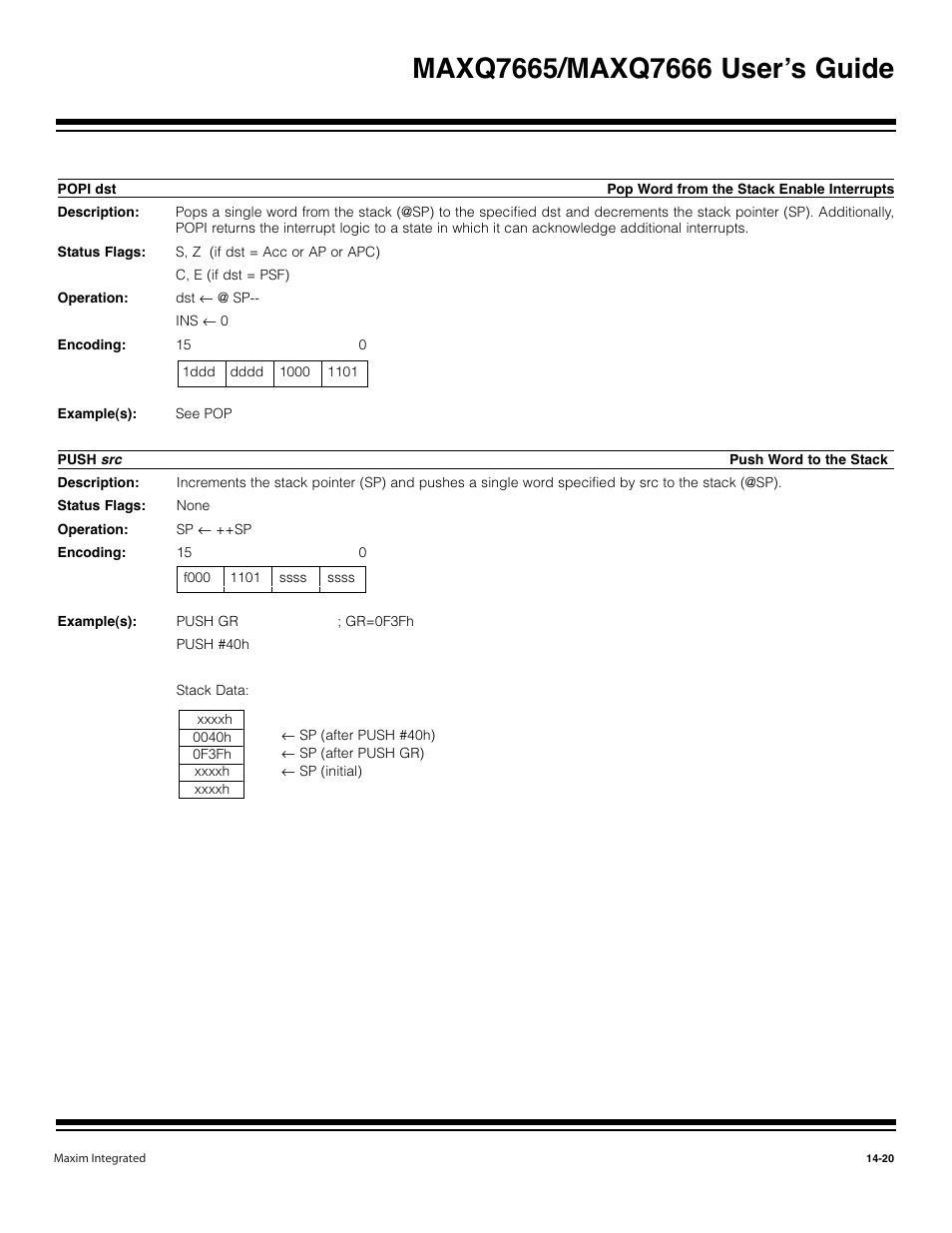 Popi dst -20, Push | Maxim Integrated MAXQ7666 User Manual | Page 357 / 386