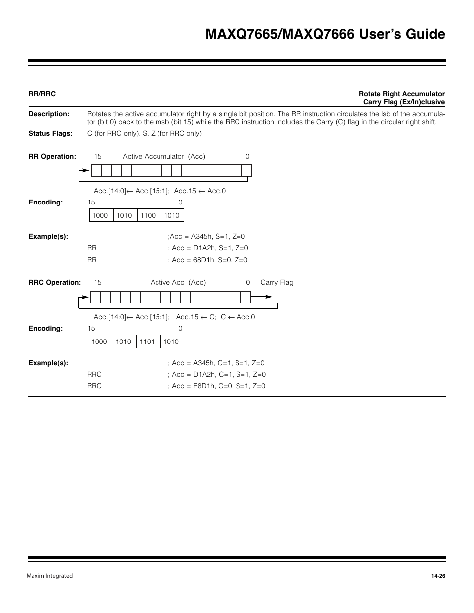 Rr/rrc -26 | Maxim Integrated MAXQ7666 User Manual | Page 363 / 386