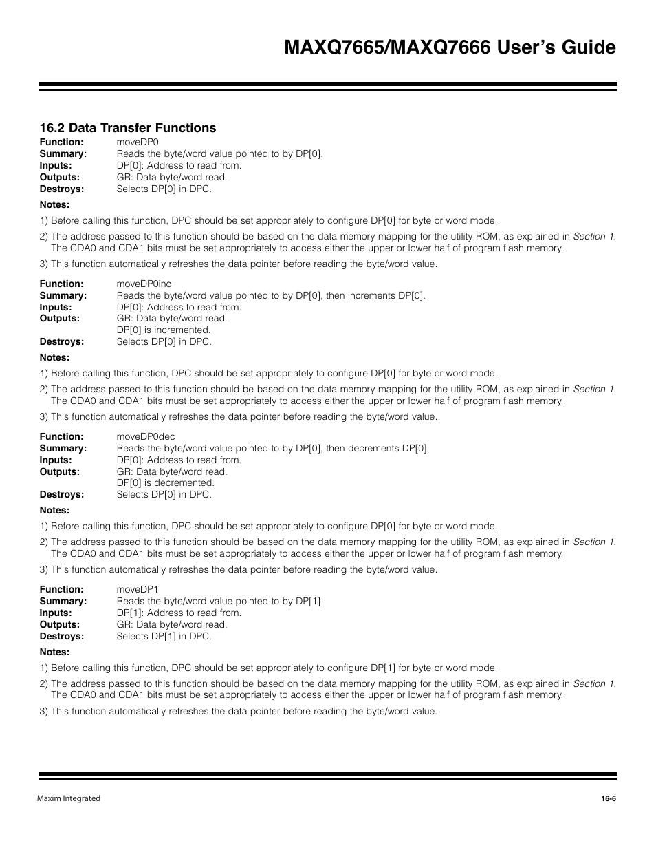 2 data transfer functions -6, 2 data transfer functions | Maxim Integrated MAXQ7666 User Manual | Page 383 / 386