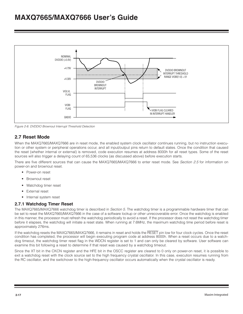 7 reset mode -17, 1 watchdog timer reset -17, 7 reset mode | 1 watchdog timer reset | Maxim Integrated MAXQ7666 User Manual | Page 89 / 386