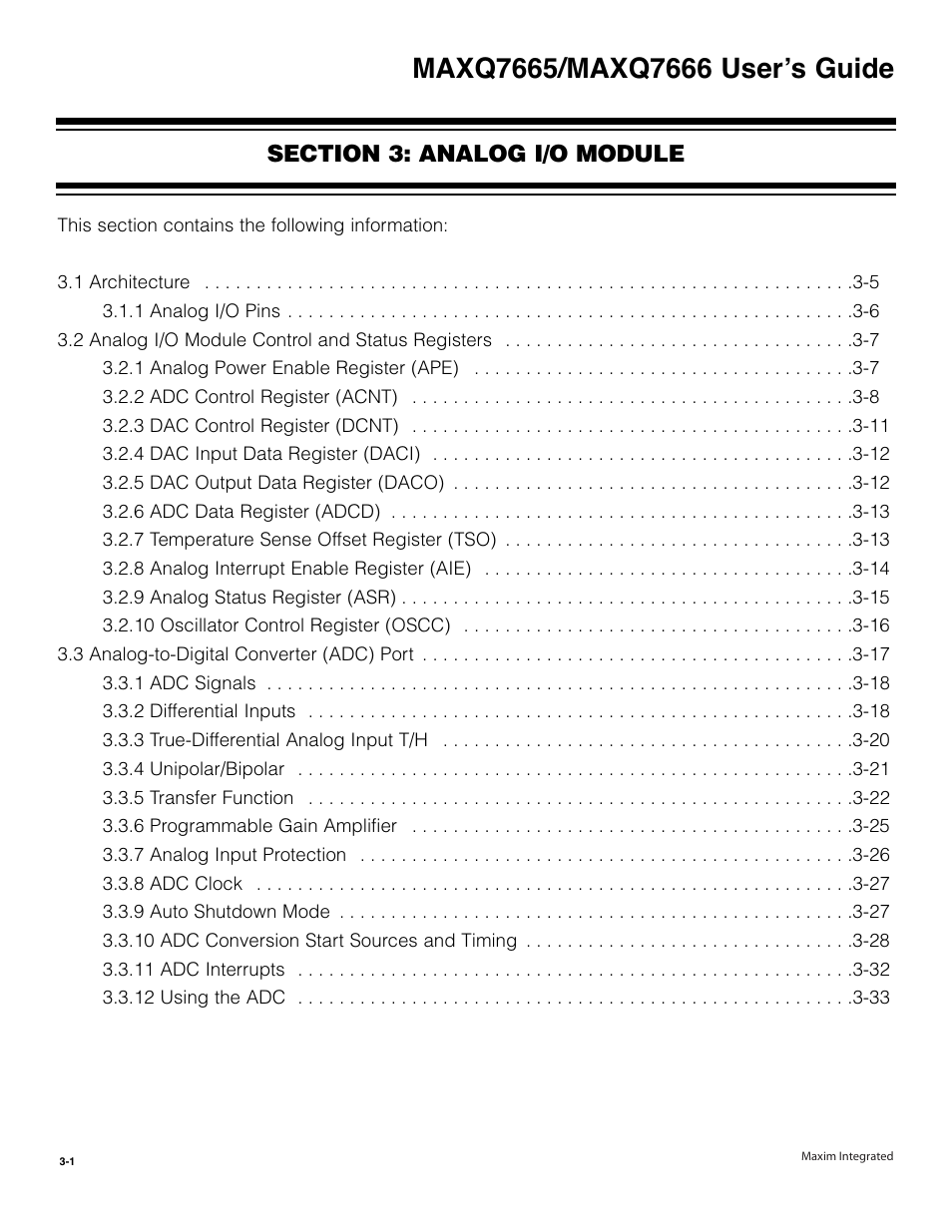 Section 3: analog i/o module | Maxim Integrated MAXQ7666 User Manual | Page 91 / 386