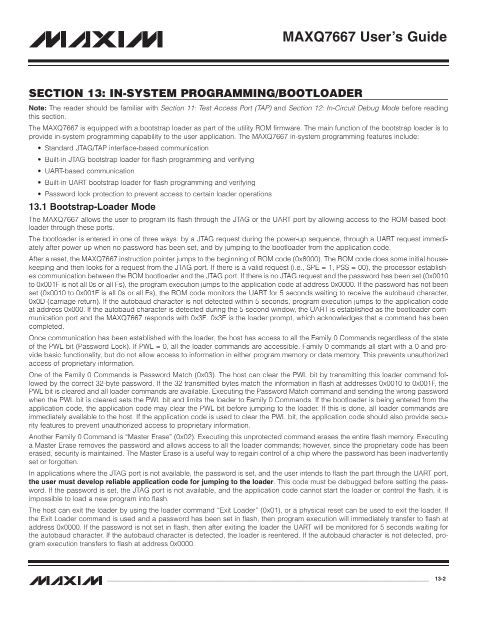1 bootstrap-loader mode, 1 bootstrap-loader mode -2, Maxq7667 user’s guide | Maxim Integrated MAXQ7667 User Manual | Page 220 / 347