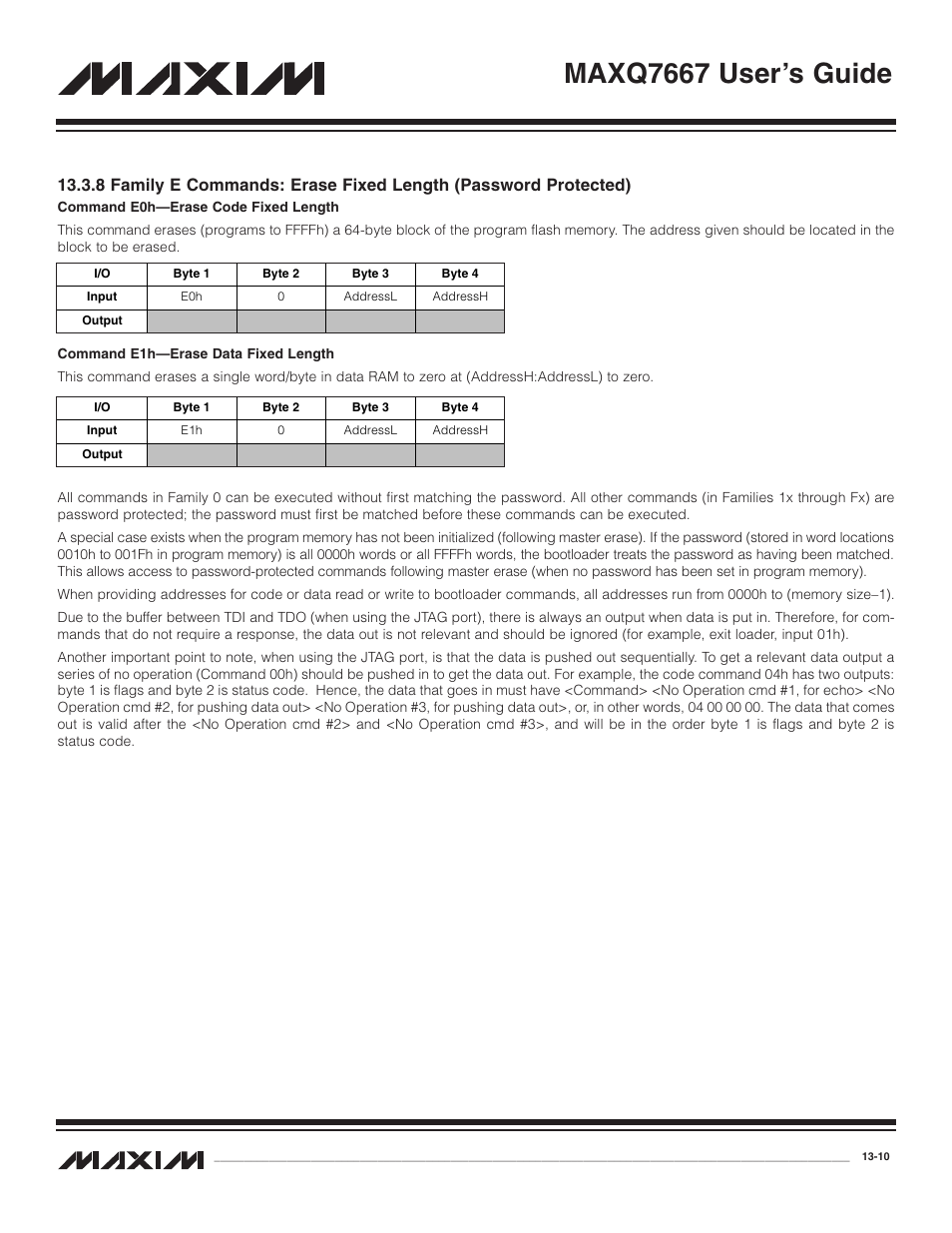 8 family e commands: er, Maxq7667 user’s guide | Maxim Integrated MAXQ7667 User Manual | Page 228 / 347