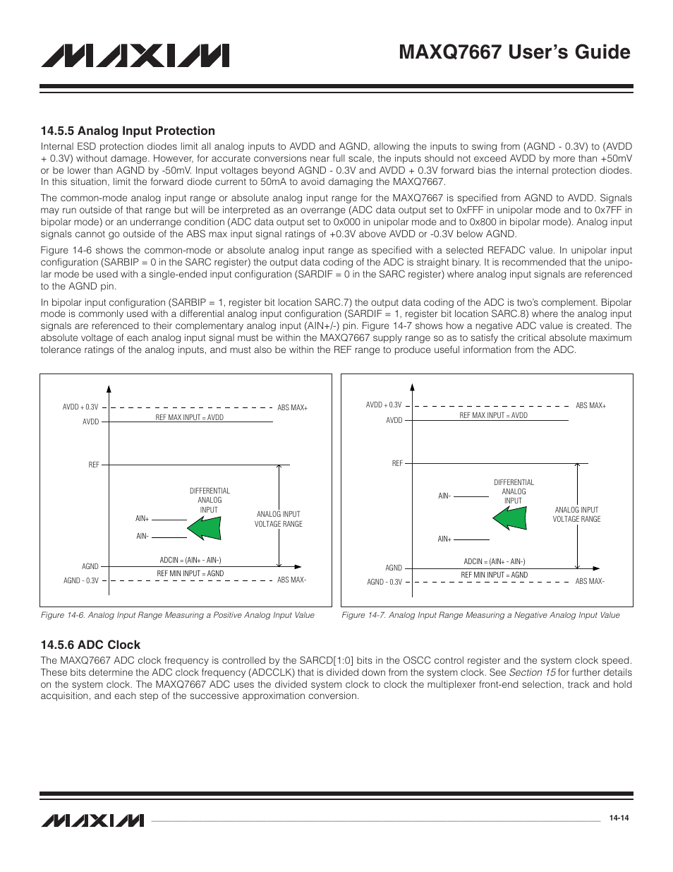 5 analog input protection, 6 adc clock, 5 analog input protection -14 | 6 adc clock -14, Maxq7667 user’s guide | Maxim Integrated MAXQ7667 User Manual | Page 246 / 347