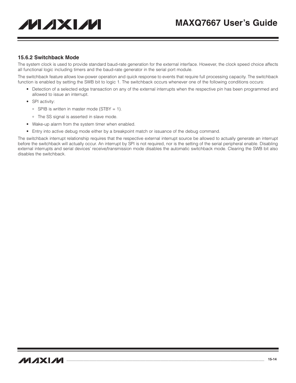 2 switchback mode, 2 switchback mode -14, Maxq7667 user’s guide | Maxim Integrated MAXQ7667 User Manual | Page 266 / 347