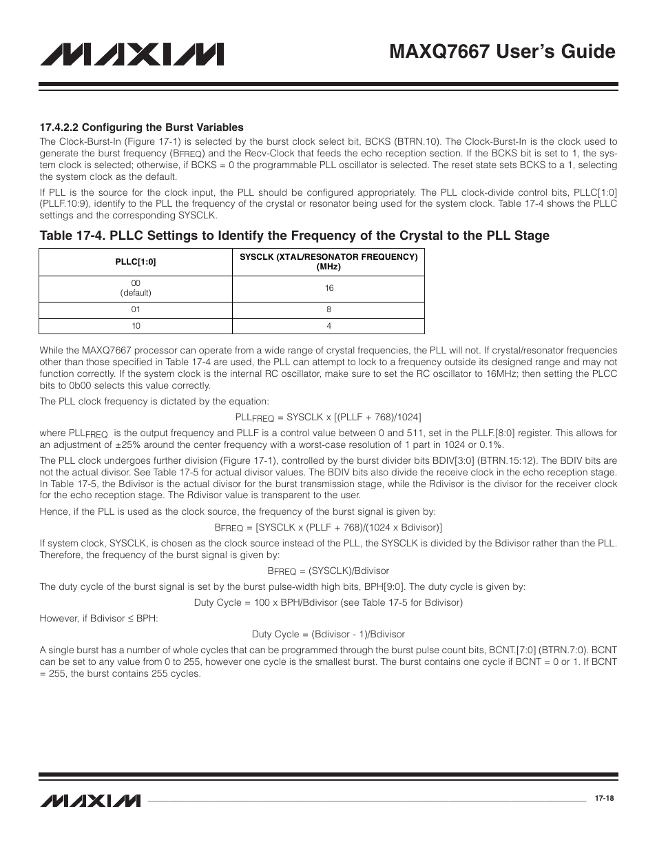 2 configuring the bur, 2 configuring the burst variables -18, Maxq7667 user’s guide | Maxim Integrated MAXQ7667 User Manual | Page 300 / 347