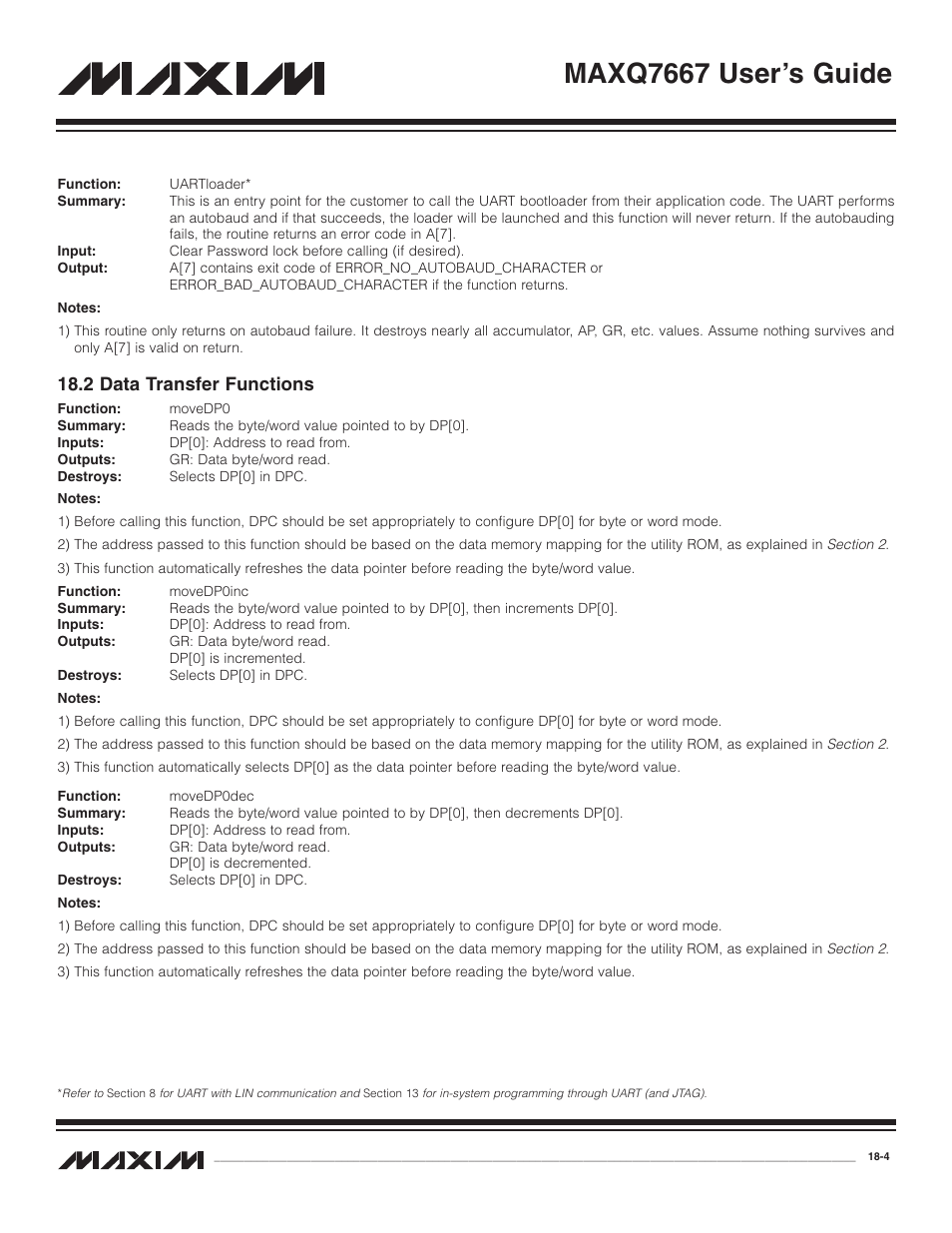 2 data transfer functions, 2 data transfer functions -4, Maxq7667 user’s guide | Maxim Integrated MAXQ7667 User Manual | Page 310 / 347