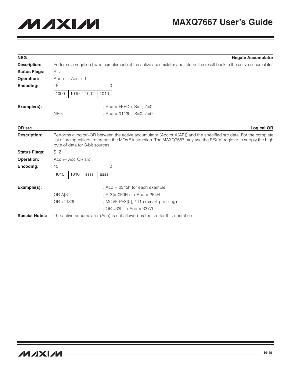 Or src, Neg -18, Or src -18 | Maxq7667 user’s guide | Maxim Integrated MAXQ7667 User Manual | Page 332 / 347
