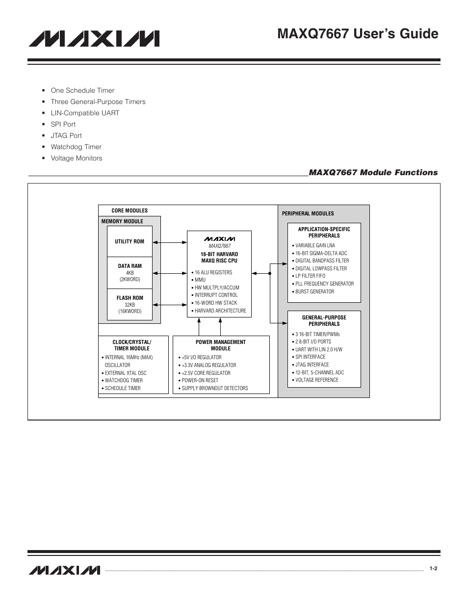Maxq7667 user’s guide, Maxq7667 module functions | Maxim Integrated MAXQ7667 User Manual | Page 4 / 347