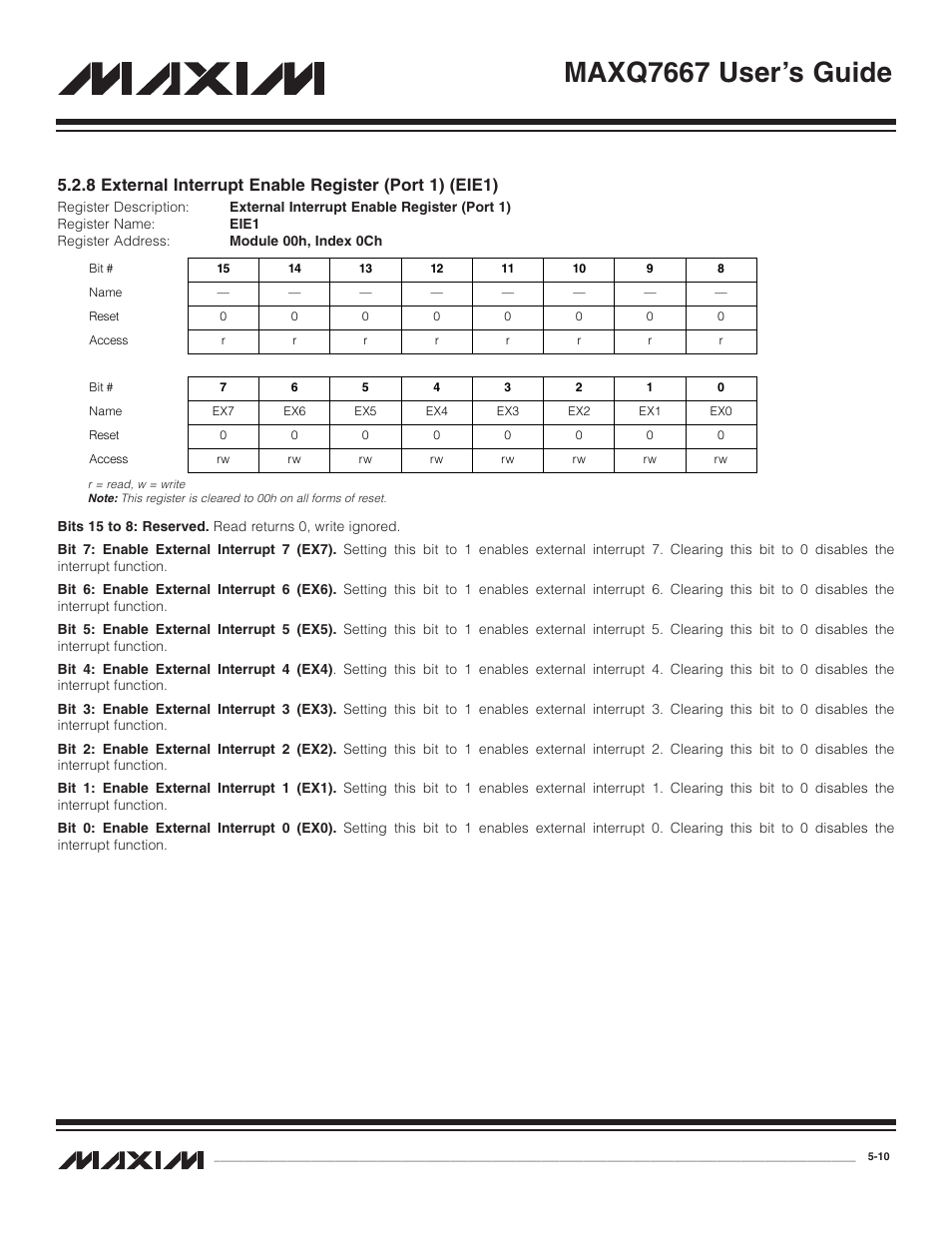 8 external interrupt ena, Maxq7667 user’s guide | Maxim Integrated MAXQ7667 User Manual | Page 85 / 347