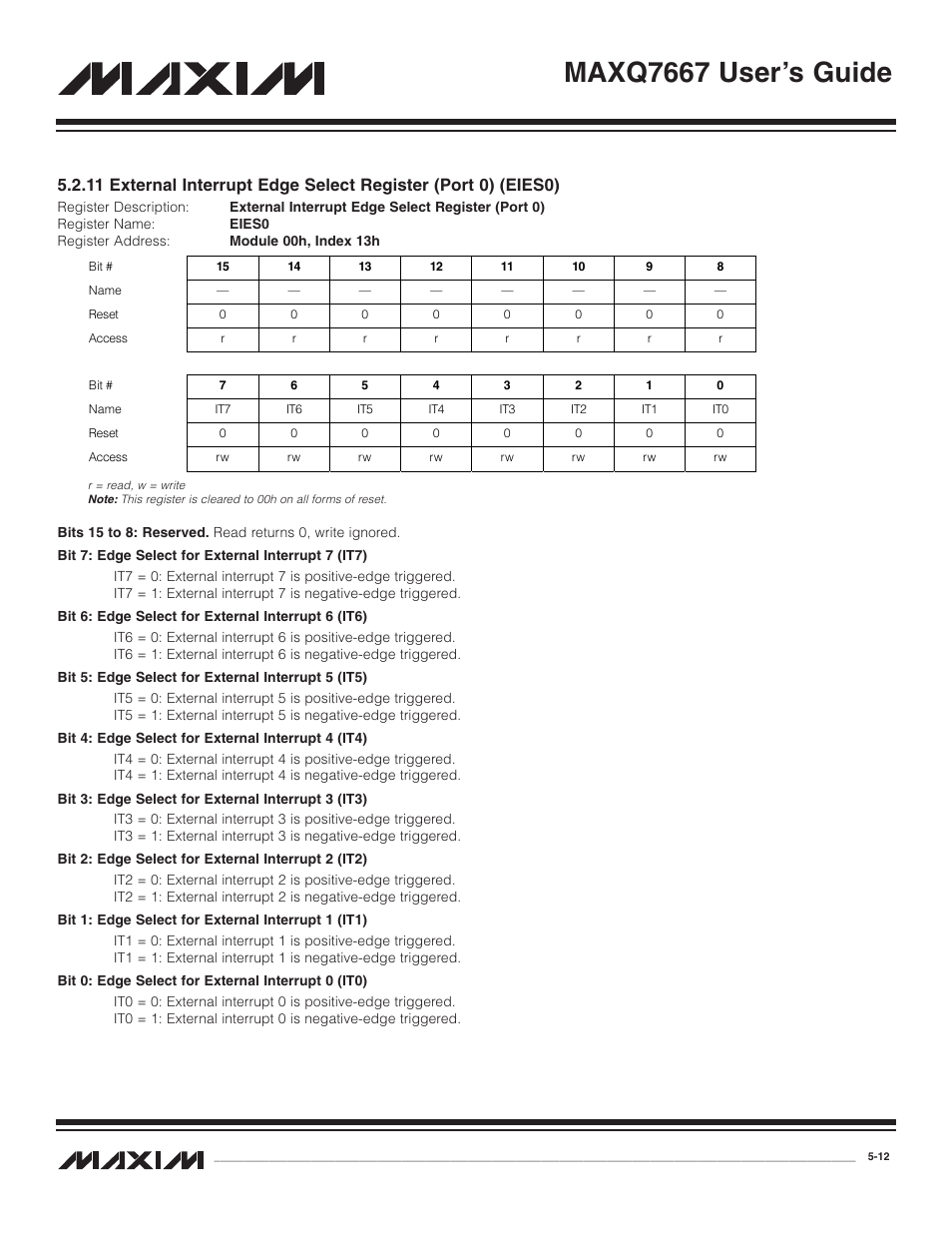 11 external interrupt ed, Maxq7667 user’s guide | Maxim Integrated MAXQ7667 User Manual | Page 87 / 347