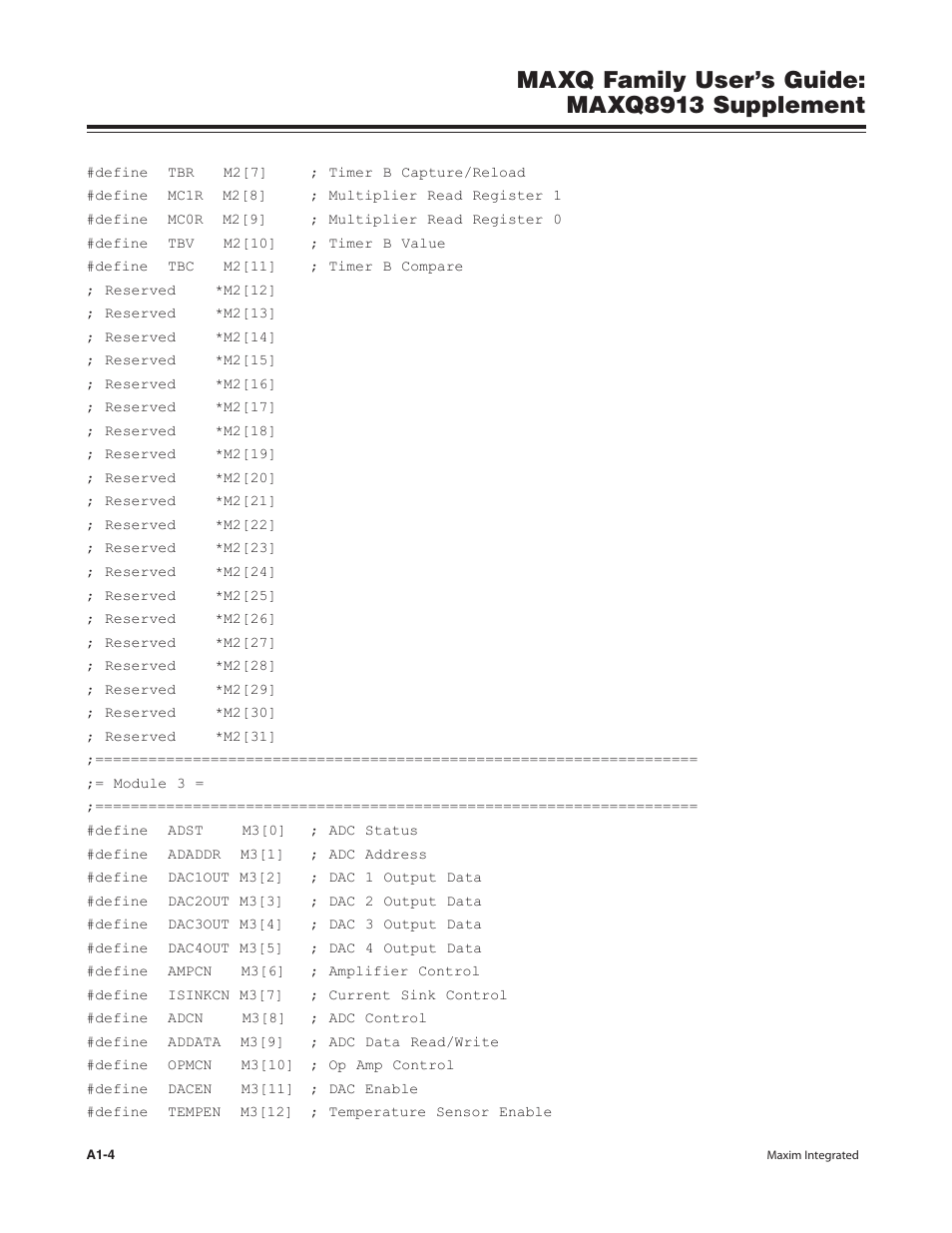 Maxq family user’s guide: maxq8913 supplement | Maxim Integrated MAXQ Family Users Guide: MAXQ8913 Supplement User Manual | Page 111 / 114