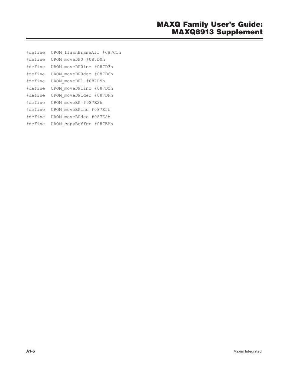 Maxq family user’s guide: maxq8913 supplement | Maxim Integrated MAXQ Family Users Guide: MAXQ8913 Supplement User Manual | Page 113 / 114
