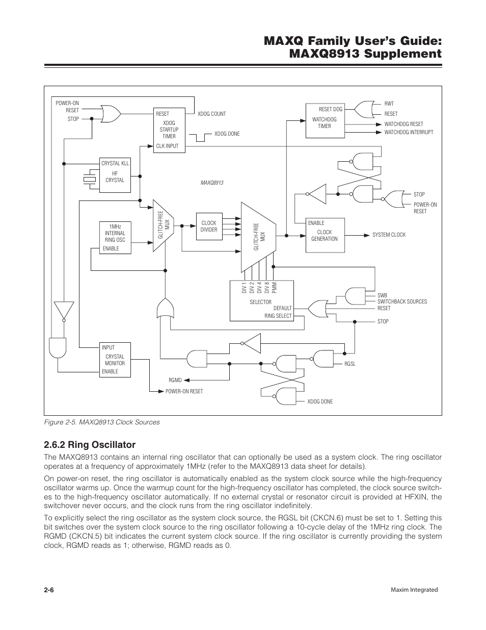 2 ring oscillator, 2 ring oscillator -6, Maxq family user’s guide: maxq8913 supplement | Maxim Integrated MAXQ Family Users Guide: MAXQ8913 Supplement User Manual | Page 15 / 114